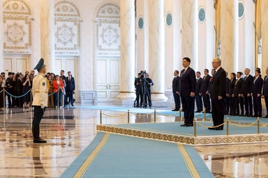 Ерөнхийлөгч У.Хүрэлсүхийг Казахстан Улсын Ерөнхийлөгч К.Токаев албан ёсоор угтаж авлаа