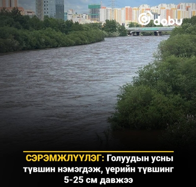 СЭРЭМЖЛҮҮЛЭГ: Голуудын усны түвшин нэмэгдэж, үерийн түвшинг 5-25 см давжээ