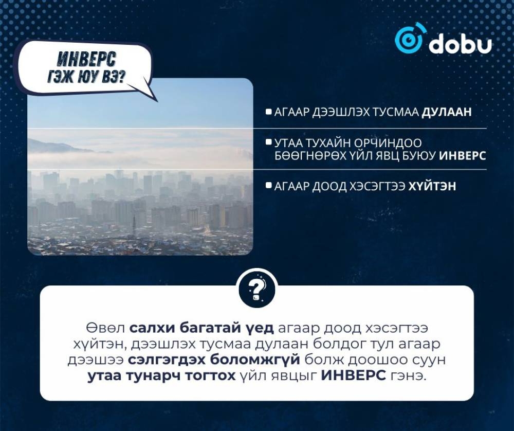 Өвөл инверс үүсэж, утаа тухайн орчиндоо бөөгнөрдөг 