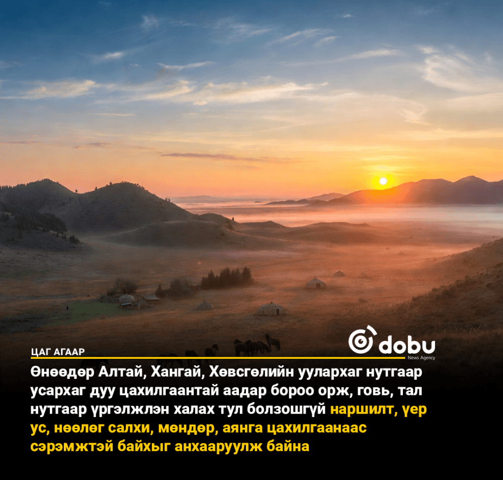 Улаанбаатарт үүлшинэ, бага зэргийн бороо орно