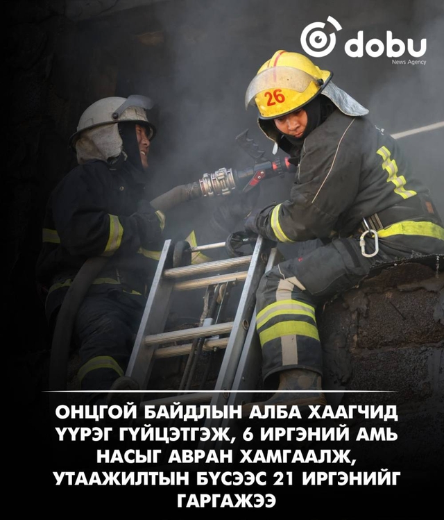 Онцгой байдлын алба хаагчид үүрэг гүйцэтгэж, 6 иргэний амь насыг авран хамгаалж, утаажилтын бүсээс 21 иргэнийг гаргажээ