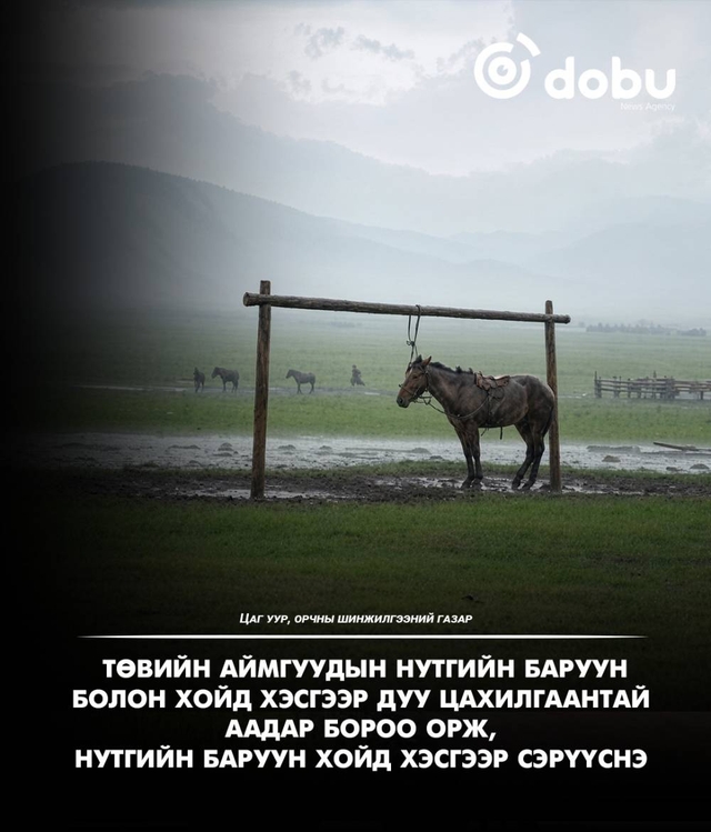 Төвийн аймгуудын нутгийн баруун болон хойд хэсгээр дуу цахилгаантай аадар бороо орж, нутгийн баруун хойд хэсгээр сэрүүсэхийг анхааруулж байна