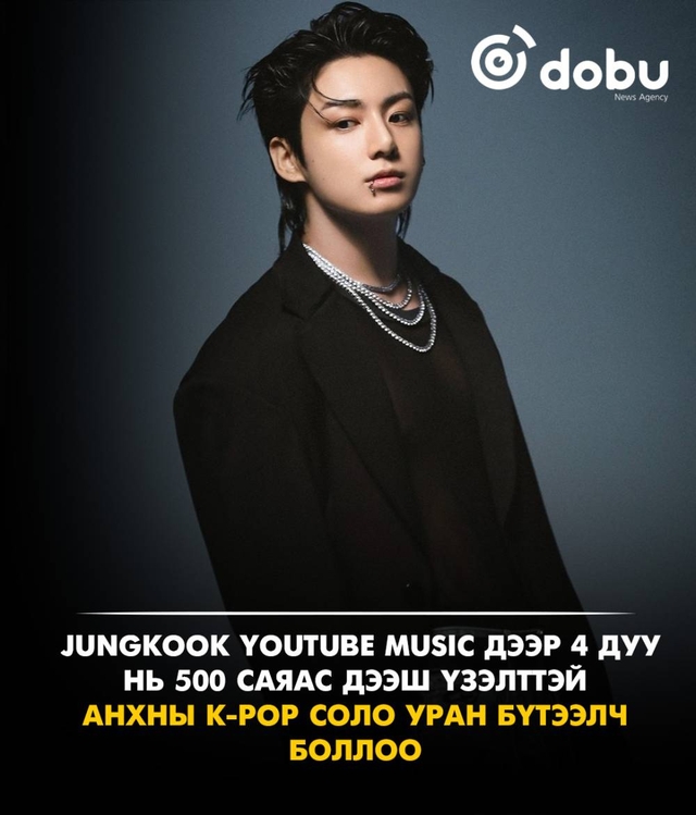 Jungkook YouTube Music дээр шинэ рекорд тогтоолоо