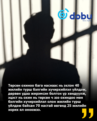 Төрсөн охиндоо 40 жилийн турш бэлгийн хүчирхийлэл үйлдэж байжээ